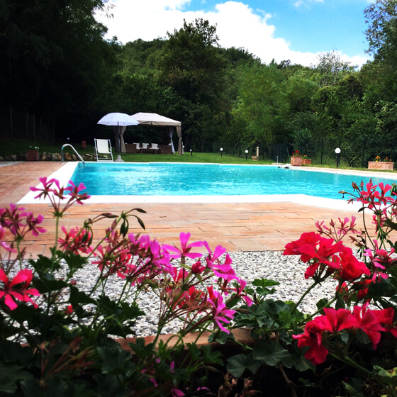 The Guest House is in the heart of the Chianti surrounded by woods, with large swimming pool and solarium. The mill has a private parking Bed and breakfast in the Chianti in Tuscany with a large swimming pool
